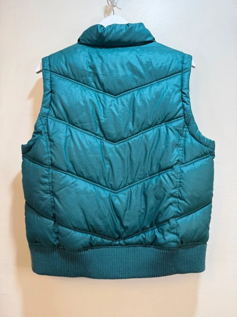 Y2K Chevron Quilted Puffer Vest Retro Cabin Preppy Dad Aesthetic Teal Mens Large